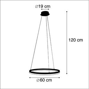 Lampă suspendată inel de design neagră 60cm cu LED și dimmer - Anello