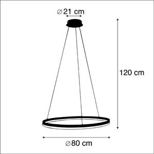 Lampă suspendată inel de design neagră 80cm cu LED și dimmer - Anello