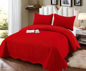 Cuvertura pat, catifea, matlasată, 3 piese, 220x240cm, rosu , CVC393