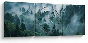 Tablou - Pădure în Ceață (cu ceas) (90x30 cm)