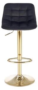 Scaun bar H120, negru/auriu, stofa catifelata/otel, 43x44x84/106 cm