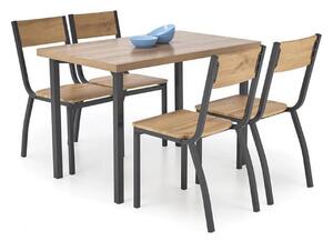 Set masa cu 4 scaune MILTON, stejar/negru, PAL/metal