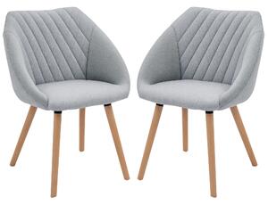 HOMCOM Set de 2 Scaune de Dining Design scandinav, Picioare subtiri din lemn de fag, Scaun cu spătar și brațe ergonomice, Gri | Aosom Romania