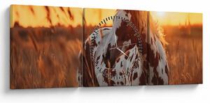 Tablou - Cal la Apus (cu ceas) (90x30 cm)