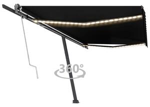 Copertină automată cu senzor vânt & LED, antracit, 500x300 cm