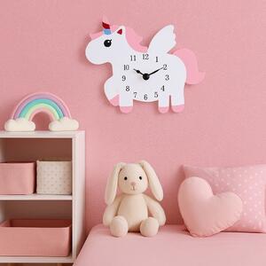 Ceas de perete pentru camera copilului, 25x30 cm, model cu unicorn alb