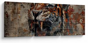 Tablou - Tigru din Cărămizi (cu ceas) (90x30 cm)