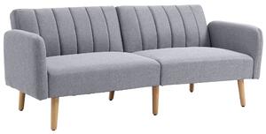 HOMCOM Canapea Extensibilă 2 Locuri Design scandinav Spătar reglabil 3 Poziții Picioare Lemn Țesătură Aspect Lin Gri | Aosom Romania