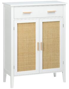 HOMCOM Mobilier pentru încălțăminte de depozitare cu 2 uși efect canelură sertar 80 x 35 x 110 cm alb | Aosom Romania