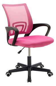 Scaun ergonomic de birou Berto II cu spătar din mesh – roz/negru, 60x48x85–95 cm
