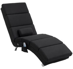 HOMCOM Fotoliu relaxant șezlong de relaxare ergonomic, cu masaj și încălzire, cu telecomandă 56 x 168 x 84 cm negru | Aosom Romania