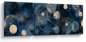 Tablou - Inele Albastru-Aurii (cu ceas) (90x30 cm)