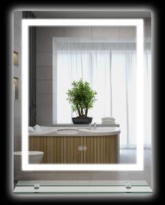 Kleankin Oglindă rectangulară de perete luminoasă LED pentru baie 80 x 60 cm | Aosom Romania