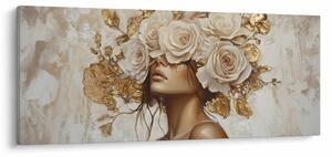 Tablou - Fată cu Trandafiri (120x50 cm)