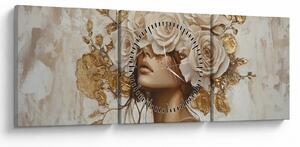 Tablou - Fată cu Trandafiri (cu ceas) (90x30 cm)