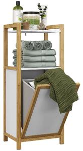 HOMCOM Mobilier pe picioare din bambus coș pentru rufe baie economisire de spațiu, 2 rafturi, dim. 40L x 30l x 86,5H cm | Aosom Romania