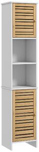 HOMCOM Mobilier Coloană Depozitare Baie bicolore, 2 dulapuri cu raft reglabil și 2 nișe, 35L x 30A x 170Î cm | Aosom Romania