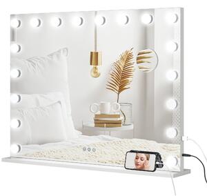 HOMCOM Oglindă machiaj luminoasă LED intensitate reglabilă, oglindă de mărire port USB, 80 x 62 cm | Aosom Romania