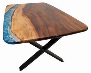 Masa lemn masiv nuc si rasina epoxidica Sena 130x90x4.2 cm