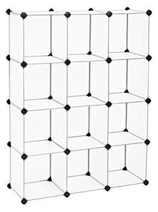 Sistem de depozitare modular, 12 cuburi Model Brianna, Alb, 93x31x123 cm