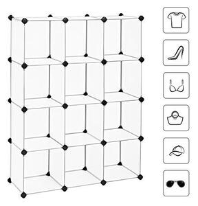 Sistem de depozitare modular, 12 cuburi Model Brianna, Alb, 93x31x123 cm