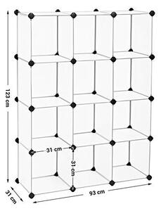 Sistem de depozitare modular, 12 cuburi Model Brianna, Alb, 93x31x123 cm