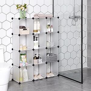 Sistem de depozitare modular, 12 cuburi Model Brianna, Alb, 93x31x123 cm