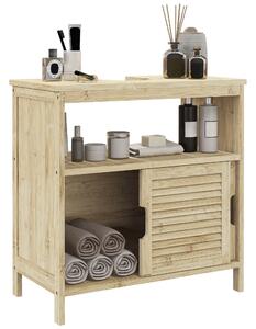 HOMCOM Mobilă sub lavabo din Bambus, Mobilă de Depozitare pentru Baie cu 2 Uși, 60 x 30 x 60 cm, Lemn Natural | Aosom Romania