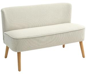 HOMCOM Canapea cu două locuri, umplutură moale, husă ușor de întreținut, până la 150 kg, 117 x 56,5 x 77 cm, Alb crem | Aosom Romania