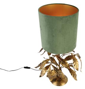 Lampa de masa vintage auriu antic cu nuanta verde - Linden