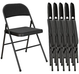 HOMCOM Set de 6 scaune pliante pentru dining scaune portabile cadru din oțel 45 x 46 x 78 cm negru | Aosom Romania