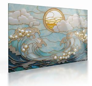 Tablou pe sticlă - Perle 3D în Ocean (70x50 cm)