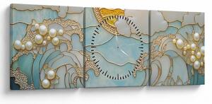 Tablou - Perle 3D în Ocean (cu ceas) (90x30 cm)