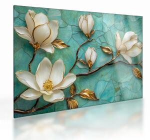Tablou pe sticlă - Magnolii 3D (70x50 cm)