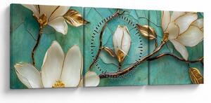 Tablou - Magnolii 3D (cu ceas) (90x30 cm)