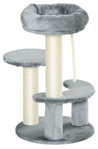 Copac pentru Pisici cu 3 Niveluri, 2 platforme si frânghie, din Plus, Sisal, Natural Gri Ф40x65cm PawHut | Aosom RO