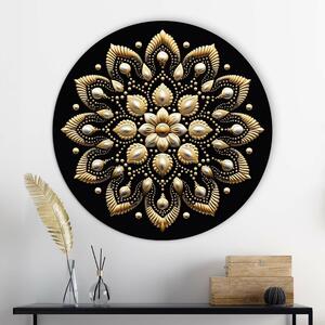 DUBLEZ | Tablou negru auriu - Mandala florală | Imprimare UV premium