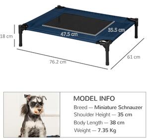 Pat Confortabil pentru Câinișori PawHut, Design Modern, Albastru și Negru, 76x61x18cm | Aosom Romania