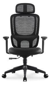 Scaun ergonomic CARSON-H, suport lombar reglabil, tetiera 3D, cotiere 3D, mecanism inclinare/blocare, Mesh, Negru