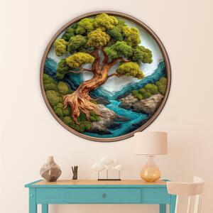 DUBLEZ | Copacul vieții din lemn pentru perete - Bonsai | Imprimare UV premium