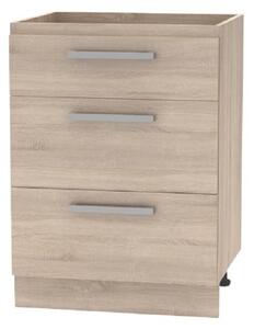 KONDELA Dulap inferior cu sertare 60, stejar sonoma, NOVA PLUS NOPL-058-0S