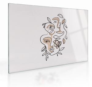 Tablou pe sticlă - Line art facials (70x50 cm)