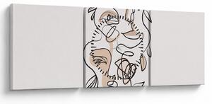 Tablou - Line art facials (cu ceas) (90x30 cm)