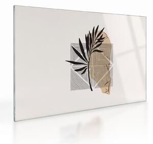 Tablou pe sticlă - Abstracție cu frunze tropicale N⁰1 (70x50 cm)