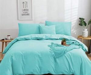 Lenjerie de pat pentru o persoana cu husa elastic pat si fata perna dreptunghiulara, Crystal, bumbac ranforce, gramaj tesatura 120 g mp, Turquoise