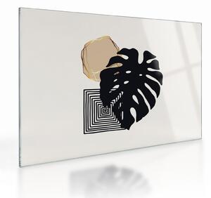 Tablou pe sticlă - Abstracție cu frunze tropicale N⁰2 (70x50 cm)