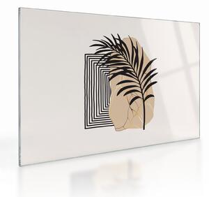 Tablou pe sticlă - Abstracție cu frunze tropicale N⁰3 (70x50 cm)