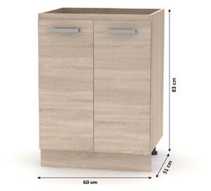 KONDELA Cabinet inferior 60 2DV, stejar sonoma, NOVA PLUS NOPL-057-0S