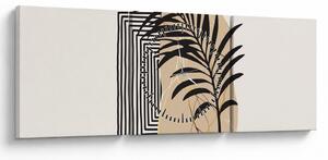 Tablou - Abstracție cu frunze tropicale N⁰3 (cu ceas) (90x30 cm)