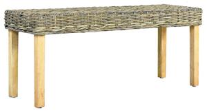 Bancă, natural, 110 cm, ratan kubu & lemn masiv de mango